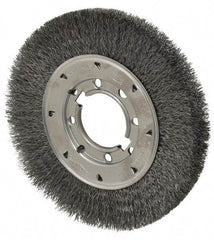 Osborn - 8" OD, 2" Arbor Hole, Crimped Steel Wheel Brush - 5/8" Face Width, 1-1/2" Trim Length, 0.0118" Filament Diam, 4,500 RPM - Eagle Tool & Supply