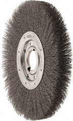 Osborn - 12" OD, 2" Arbor Hole, Crimped Steel Wheel Brush - 1-1/8" Face Width, 3" Trim Length, 0.014" Filament Diam, 3,000 RPM - Eagle Tool & Supply