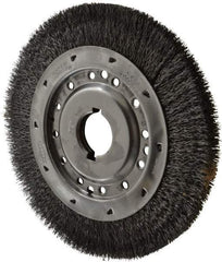 Osborn - 12" OD, 2" Arbor Hole, Crimped Steel Wheel Brush - 1-1/4" Face Width, 1-7/8" Trim Length, 0.02" Filament Diam, 3,000 RPM - Eagle Tool & Supply