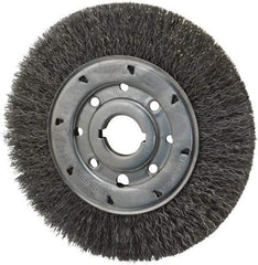 Osborn - 8" OD, 1-1/4" Arbor Hole, Crimped Steel Wheel Brush - 5/8" Face Width, 1-1/2" Trim Length, 0.014" Filament Diam, 4,500 RPM - Eagle Tool & Supply