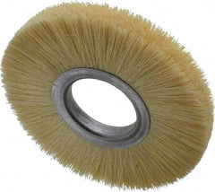 Osborn - 6" OD, 2" Arbor Hole, Crimped Natural Fiber Wheel Brush - 17/32" Face Width, 1-5/8" Trim Length, 6,000 RPM - Eagle Tool & Supply