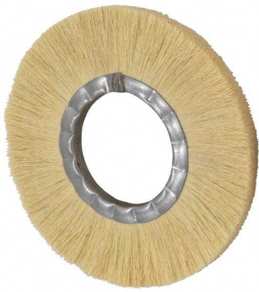 Osborn - 8" OD, 3-1/4" Arbor Hole, Crimped Natural Fiber Wheel Brush - 17/32" Face Width, 1-7/8" Trim Length, 4,800 RPM - Eagle Tool & Supply