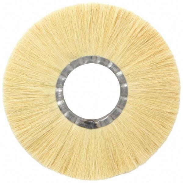 Osborn - 10" OD, 3-1/4" Arbor Hole, Crimped Natural Fiber Wheel Brush - 17/32" Face Width, 2-7/8" Trim Length, 4,250 RPM - Eagle Tool & Supply