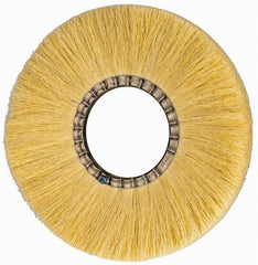 Osborn - 12" OD, 4-1/4" Arbor Hole, Crimped Natural Fiber Wheel Brush - 17/32" Face Width, 3-3/8" Trim Length, 3,600 RPM - Eagle Tool & Supply