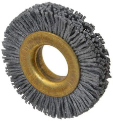 Osborn - 1-1/2" OD, 1/2" Arbor Hole, Crimped Nylon Wheel Brush - 1/4" Face Width, 1/4" Trim Length, 20,000 RPM - Eagle Tool & Supply