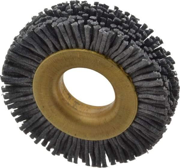 Osborn - 1-1/2" OD, 1/2" Arbor Hole, Crimped Nylon Wheel Brush - 1/4" Face Width, 1/4" Trim Length, 20,000 RPM - Eagle Tool & Supply