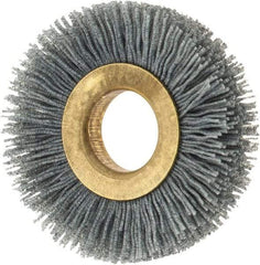 Osborn - 2" OD, 5/8" Arbor Hole, Crimped Nylon Wheel Brush - 3/8" Face Width, 7/16" Trim Length, 15,000 RPM - Eagle Tool & Supply