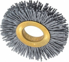 Osborn - 2" OD, 5/8" Arbor Hole, Crimped Nylon Wheel Brush - 3/8" Face Width, 7/16" Trim Length, 15,000 RPM - Eagle Tool & Supply