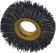 Osborn - 2" OD, 5/8" Arbor Hole, Crimped Nylon Wheel Brush - 3/8" Face Width, 7/16" Trim Length, 15,000 RPM - Eagle Tool & Supply