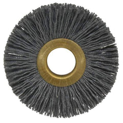 Osborn - 2-1/2" OD, 5/8" Arbor Hole, Crimped Nylon Wheel Brush - 3/8" Face Width, 11/16" Trim Length, 15,000 RPM - Eagle Tool & Supply