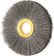 Osborn - 3" OD, 5/8" Arbor Hole, Crimped Steel Wheel Brush - 3/8" Face Width, 15/16" Trim Length, 0.006" Filament Diam, 20,000 RPM - Eagle Tool & Supply