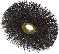 Osborn - 4" OD, 5/8" Arbor Hole, Crimped Steel Wheel Brush - 3/16" Face Width, 1-1/2" Trim Length, 0.014" Filament Diam, 15,000 RPM - Eagle Tool & Supply