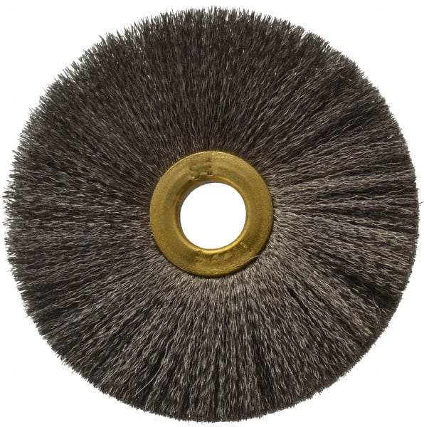 Osborn - 3" OD, 1/2" Arbor Hole, Crimped Stainless Steel Wheel Brush - 1/4" Face Width, 1" Trim Length, 0.005" Filament Diam, 20,000 RPM - Eagle Tool & Supply