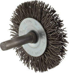 Osborn - 2" OD, 1/4" Shank Diam, Crimped Steel Wheel Brush - 3/8" Face Width, 7/16" Trim Length, 0.02" Filament Diam, 25,000 RPM - Eagle Tool & Supply