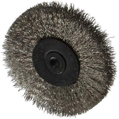 Osborn - 2-1/2" OD, 1/4" Shank Diam, Crimped Stainless Steel Wheel Brush - 7/16" Face Width, 11/16" Trim Length, 0.008" Filament Diam, 25,000 RPM - Eagle Tool & Supply