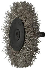 Osborn - 3" OD, 1/4" Shank Diam, Crimped Stainless Steel Wheel Brush - 7/16" Face Width, 3/4" Trim Length, 0.014" Filament Diam, 25,000 RPM - Eagle Tool & Supply