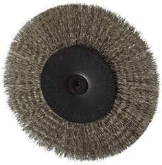 Osborn - 4" OD, 1/4" Shank Diam, Crimped Stainless Steel Wheel Brush - 1/2" Face Width, 1" Trim Length, 0.008" Filament Diam, 15,000 RPM - Eagle Tool & Supply