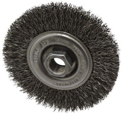 Osborn - 4" OD, 5/8-11 Arbor Hole, Crimped Steel Wheel Brush - 1/2" Face Width, 0.014" Filament Diam, 15,000 RPM - Eagle Tool & Supply