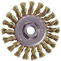 Osborn - 4" OD, M14x2.00 Arbor Hole, Knotted Steel Wheel Brush - 3/8" Face Width, 7/8" Trim Length, 0.014" Filament Diam, 20,000 RPM - Eagle Tool & Supply