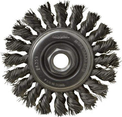 Osborn - 4" OD, 5/8-11 Arbor Hole, Knotted Steel Wheel Brush - 3/8" Face Width, 7/8" Trim Length, 0.014" Filament Diam, 20,000 RPM - Eagle Tool & Supply