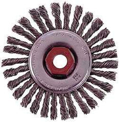 Osborn - 4" OD, 1/2-13 Arbor Hole, Knotted Stainless Steel Wheel Brush - 1/4" Face Width, 7/8" Trim Length, 0.02" Filament Diam, 20,000 RPM - Eagle Tool & Supply