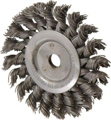 Osborn - 3" OD, 3/8" Arbor Hole, Knotted Steel Wheel Brush - 3/8" Face Width, 5/8" Trim Length, 0.02" Filament Diam, 25,000 RPM - Eagle Tool & Supply