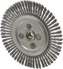 Osborn - 6-1/2" OD, 5/8-11 Arbor Hole, Knotted Steel Wheel Brush - 3/16" Face Width, 1-1/4" Trim Length, 0.02" Filament Diam, 12,000 RPM - Eagle Tool & Supply