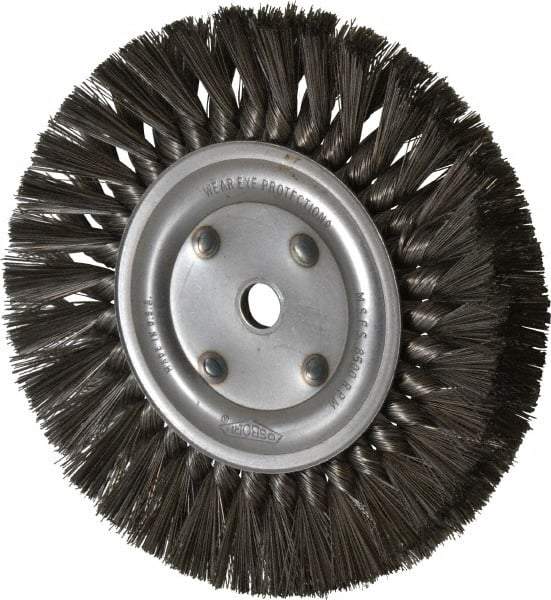 Osborn - 8" OD, 5/8" Arbor Hole, Knotted Steel Wheel Brush - 5/8" Face Width, 1-11/16" Trim Length, 0.016" Filament Diam, 8,500 RPM - Eagle Tool & Supply