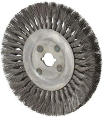 Osborn - 10" OD, 1-1/4" Arbor Hole, Knotted Steel Wheel Brush - 5/8" Face Width, 2-1/4" Trim Length, 0.014" Filament Diam, 4,500 RPM - Eagle Tool & Supply