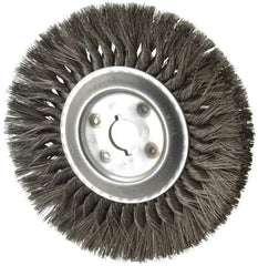 Osborn - 10" OD, 1-1/4" Arbor Hole, Knotted Steel Wheel Brush - 5/8" Face Width, 2-1/4" Trim Length, 0.016" Filament Diam, 4,500 RPM - Eagle Tool & Supply