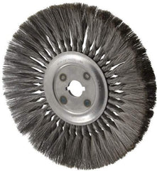 Osborn - 12" OD, 1-1/4" Arbor Hole, Knotted Steel Wheel Brush - 5/8" Face Width, 0.0118" Filament Diam, 4,500 RPM - Eagle Tool & Supply