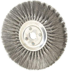 Osborn - 12" OD, 1-1/4" Arbor Hole, Knotted Steel Wheel Brush - 5/8" Face Width, 3-1/4" Trim Length, 0.014" Filament Diam, 4,500 RPM - Eagle Tool & Supply