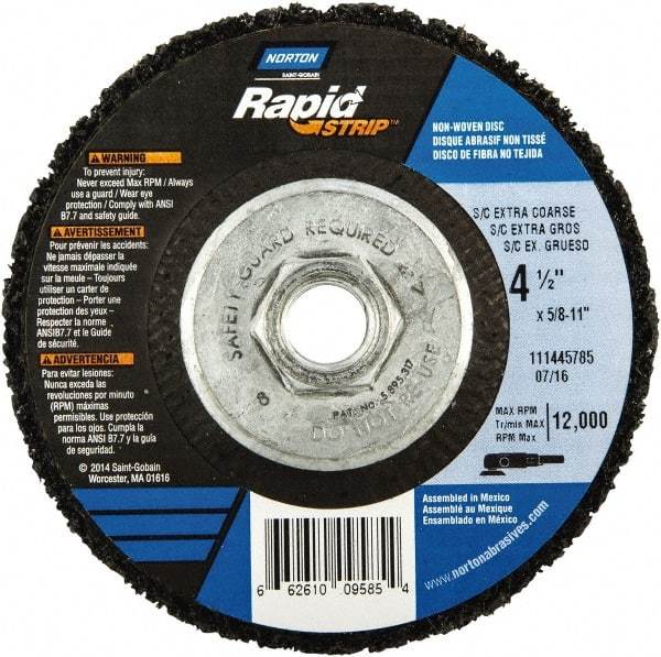 Norton - 4-1/2" Wheel Diam, 1/2" Wheel Thickness, Type 27 Depressed Center Wheel - Silicon Carbide, 12,000 Max RPM, Compatible with Angle Grinder, Drill, Flexible Shaft Motor & Straight Shaft Grinder - Eagle Tool & Supply
