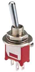 GC/Waldom - SPDT Miniature On-Off-On Toggle Switch - Quick Connect Terminal & Solder Lug Terminal, Paddle Handle Actuator, 125 VAC at 6 A & 250 VAC at 3 A - Eagle Tool & Supply