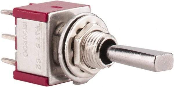 GC/Waldom - DPDT Miniature On-Off-On Toggle Switch - Printed Circuit Terminal, Flat Lever Actuator, 125 VAC at 5 A & 250 VAC at 2 A - Eagle Tool & Supply