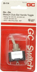 GC/Waldom - SPDT Medium Duty On-On Toggle Switch - Solder Lug Terminal, Bat Handle Actuator, 1/4 hp at 125/250 VAC hp, 125 VAC at 6 A & 250 VAC at 3 A - Eagle Tool & Supply