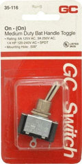 GC/Waldom - SPDT Medium Duty On-On Toggle Switch - Solder Lug Terminal, Bat Handle Actuator, 1/4 hp at 125/250 VAC hp, 125 VAC at 6 A & 250 VAC at 3 A - Eagle Tool & Supply