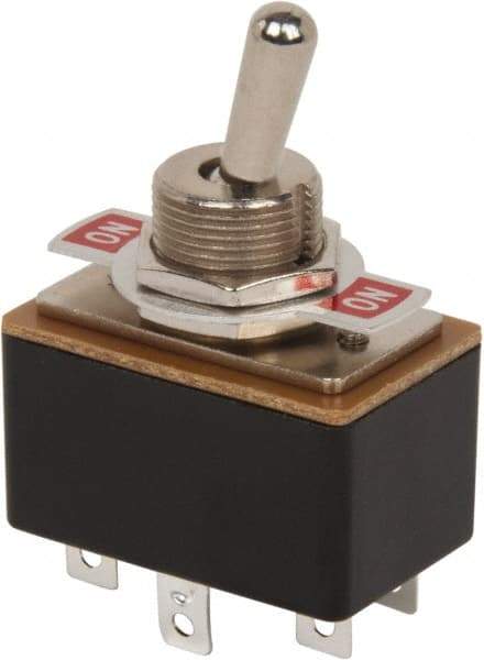 GC/Waldom - DPDT Medium Duty On-On Toggle Switch - Solder Lug Terminal, Bat Handle Actuator, 125 VAC at 3 A - Eagle Tool & Supply