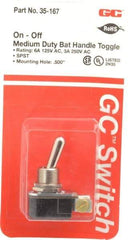 GC/Waldom - SPST Medium Duty On-Off Toggle Switch - Screw Terminal, Bat Handle Actuator, 125 VAC at 6 A & 250 VAC at 3 A - Eagle Tool & Supply