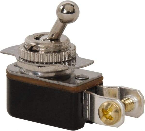 GC/Waldom - SPST Medium Duty On-Off Toggle Switch - Screw Terminal, Ball Toggle Actuator, 125 VAC at 6 A & 250 VAC at 3 A - Eagle Tool & Supply