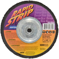 Norton - 7" Wheel Diam, 1/2" Wheel Thickness, Type 27 Depressed Center Wheel - Silicon Carbide, 8,000 Max RPM, Compatible with Angle Grinder, Drill, Flexible Shaft Motor & Straight Shaft Grinder - Eagle Tool & Supply