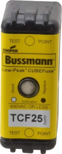 Cooper Bussmann - 300 VDC, 600 VAC, 25 Amp, Time Delay General Purpose Fuse - Plug-in Mount, 1-7/8" OAL, 100 at DC, 200 (CSA RMS), 300 (UL RMS) kA Rating - Eagle Tool & Supply