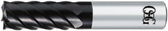 OSG - 3mm, 8mm LOC, 6mm Shank Diam, 45mm OAL, 6 Flute, Solid Carbide Square End Mill - Single End, WXS Finish, Spiral Flute, 45° Helix, Centercutting, Right Hand Cut, Right Hand Flute, Series 9140 - Eagle Tool & Supply