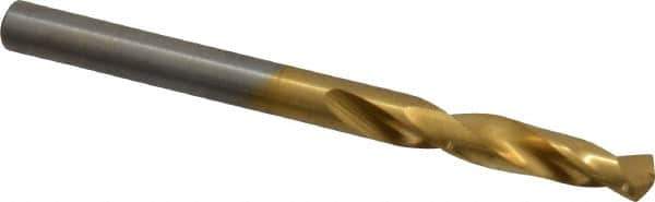 Chicago-Latrobe - 11/64" 135° Spiral Flute High Speed Steel Screw Machine Drill Bit - TiN Finish, Right Hand Cut, 1-1/16" Flute Length, 2-1/8" OAL, Split Point, Straight Shank - Eagle Tool & Supply