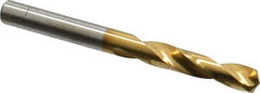 Chicago-Latrobe - 7/32" 135° Spiral Flute High Speed Steel Screw Machine Drill Bit - TiN Finish, Right Hand Cut, 1-1/4" Flute Length, 2-3/8" OAL, Split Point, Straight Shank - Eagle Tool & Supply