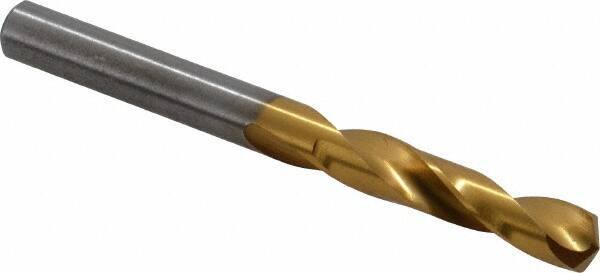 Chicago-Latrobe - 0.234" 135° Spiral Flute High Speed Steel Screw Machine Drill Bit - TiN Finish, Right Hand Cut, 1-5/16" Flute Length, 2-7/16" OAL, Split Point, Straight Shank - Eagle Tool & Supply
