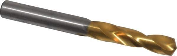 Chicago-Latrobe - 0.302" 135° Spiral Flute High Speed Steel Screw Machine Drill Bit - TiN Finish, Right Hand Cut, 1-5/8" Flute Length, 2-13/16" OAL, Split Point, Straight Shank - Eagle Tool & Supply