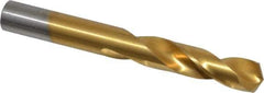 Chicago-Latrobe - 0.404" 135° Spiral Flute High Speed Steel Screw Machine Drill Bit - TiN Finish, Right Hand Cut, 1-15/16" Flute Length, 3-5/16" OAL, Split Point, Straight Shank - Eagle Tool & Supply