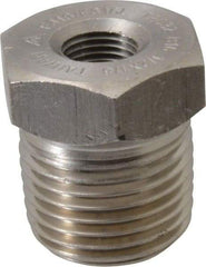 Merit Brass - 1/2 x 1/8" Grade 316/316L Stainless Steel Pipe Hex Bushing - MNPT x FNPT End Connections, 3,000 psi - Eagle Tool & Supply
