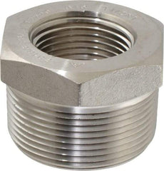 Merit Brass - 1-1/2 x 1" Grade 316/316L Stainless Steel Pipe Hex Bushing - MNPT x FNPT End Connections, 3,000 psi - Eagle Tool & Supply